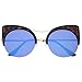 zeroUV - Womens Oversized Half Frame Semi-Rimless Flat Lens Round Cat Eye Sunglasses 51mm
