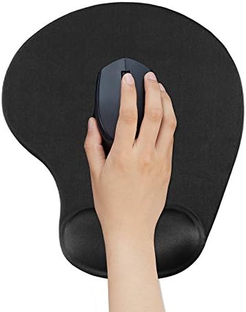 Mouse Pad with Wrist Support – Banpow Ergonomic Gaming Office Black Silicone Gel Wrist Support Mouse Pad Mat for Laptop Desktop - Non-slip Rubber Base Special-Textured Surface(Black)