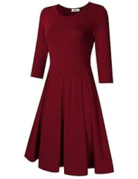 Missky - Vestido de manga larga y cuello redondo sin mangas, hasta la rodilla, para mujer