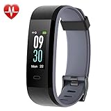 YAMAY Fitness Tracker, Heart Rate Monitor Watch Fitness Watch Activity Tracker IP68 Waterproof Pedometer with Step Counter Sleep Monitor 14 Sports Tracking for Women Men Kid (Color Screen) (Gray)