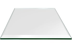 Dulles Glass 16" Square Glass Table Top - Tempered - 1/2" Thick - Bevel Polished Glass - Eased Corners