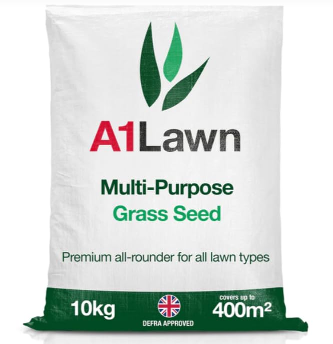 A1 Lawn, Multi-Purpose Grass Seed - Fast Growing, Hard-Wearing Lawn, DEFRA Approved, 10kg