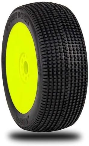 AKA Double Down 1/8 Buggy Pre-Mounted Tires (Yellow) (Medium - Long Wear) (2)