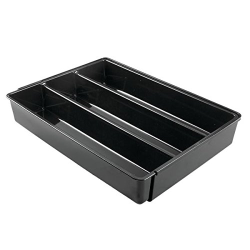 InterDesign Kitchen Silverware, Spatulas, Gadgets, Black Linus Expandable Drawer Organizer 16