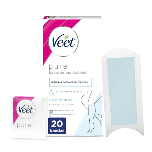 BANDAS DE CERA depilatorias corporales pure piel sensible 20 u