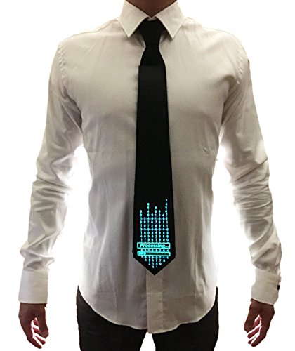 WDCS El Sound and Music Activated LED Novelty Light Up Blinking Party Cool Toy Neckties For Birthday, Disco, Rave, EDM, Night Club and Halloween Party (Processing)