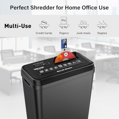SINCHER 10-Sheet Strip Cut Paper Shredder for Home Office, 14L Waste Container, Fast and Durable Shredder for Documents, Credit Cards, CDs, Mail, and Cardboard, P-2 Security Level