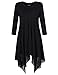 AMZ PLUS Womens Plus Size Irregular Hem Long Sleeve Loose Shirt Dress Top Blacklong 3XL