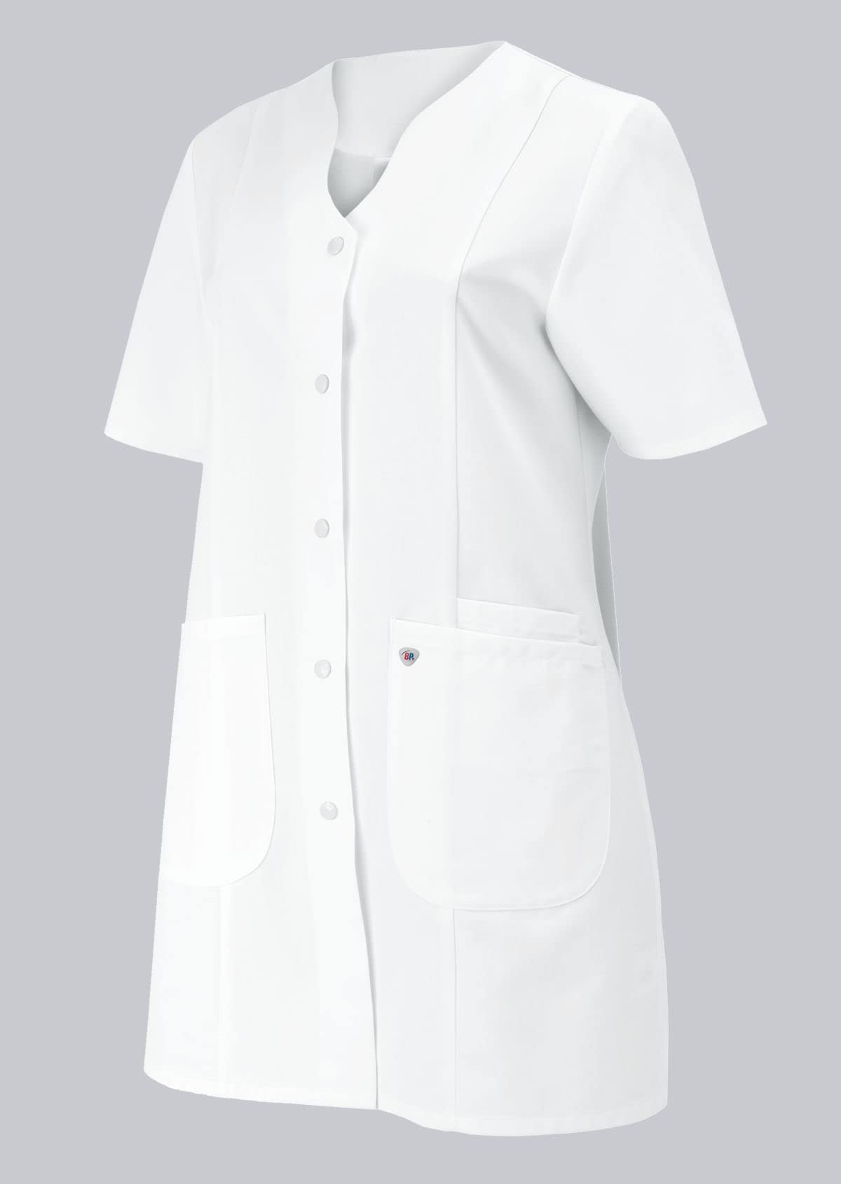 BP 1640-485-21-38n, Women's tunic, 1/2 sleeve, V-neck with press-stud band 215,00 g/m², fabric blend white, 12n