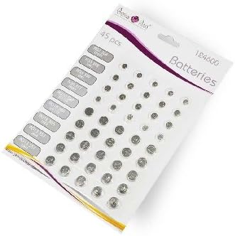 45 Assorted Button Cell Batteries - LR1130, LR386, LR44, LR621, LR626