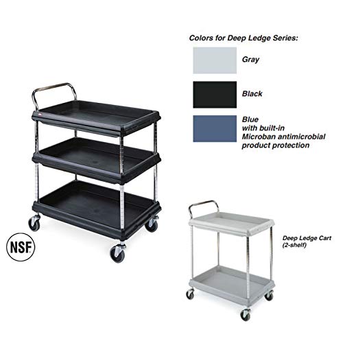 Metro Deep Ledge Series Polymer Utility Cart With 4 Swivel Casters, 3