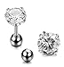 FUNRUN JEWELRY 5 Paris Stainless Steel Stud Earrings for Women Men CZ Helix Tragus Barbell Earrings 3-7mm