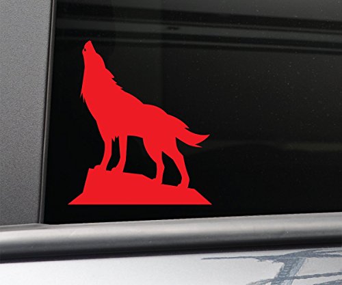 Wolf Vinyl Decal Laptop Car Truck Bumper Window Sticker - Red