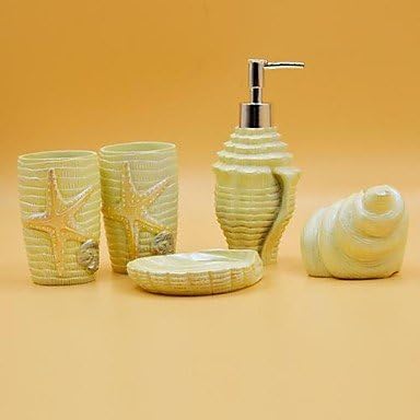 LI Bath Accessory Set, Sea Shell Series Resins 5 Piece Suits