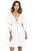 Back From Bali Womens Short Sundress Flowy Boho Beach Dress with Beaded Deep V Neck, Casual Sexy Summer Party Dress White X-Large