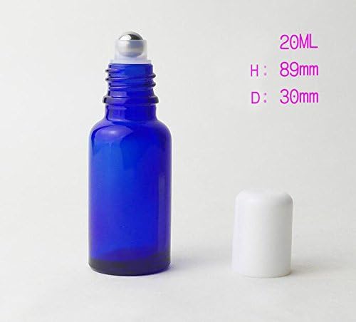 3Pcs 20ml/0.67oz Refillable Empty Blue Glass Roll-on Roller Bottles with Stainless Steel Roller Balls and White Cap for Essential Oil Perfumes Lip Balms Attar Travel Container - Image 3