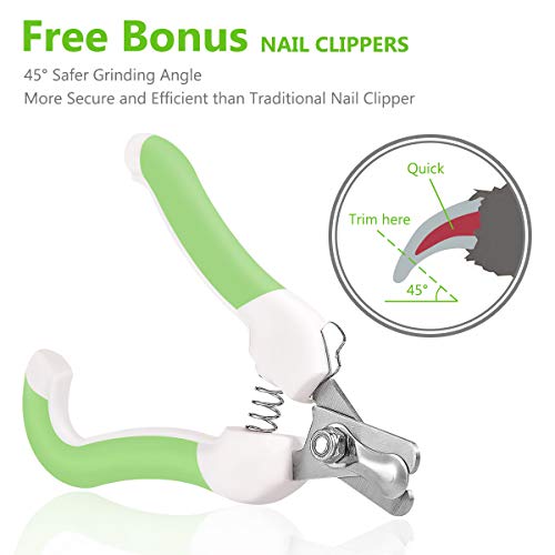 JOEJOY Electric Pet Nail Grinder Dog Nail Trimmer Clipper Rechargeable & Portable Grooming Trimming Shaping Smoothing Gentle Painless Paws for Dogs and Cats
