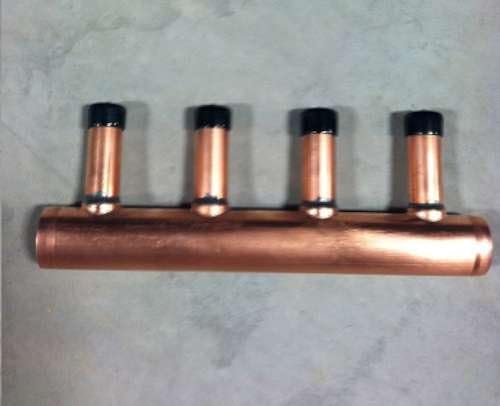 4 Loop 1" Copper Radiant Manifold w/ 1/2" Copper Fittings