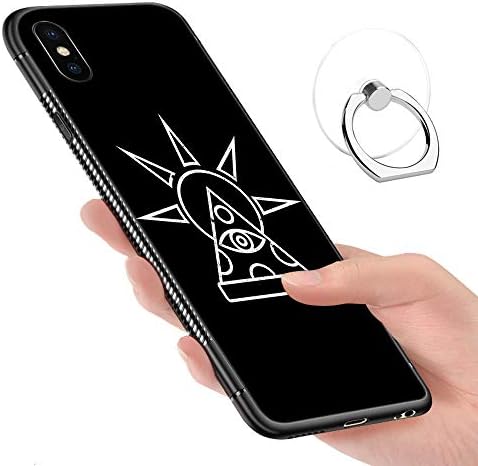 iPhone X Case,iPhone Xs Cases Tempered Glass Pattern Painted Illuminati Pizza Co Bumper Cover for iPhone X/XS