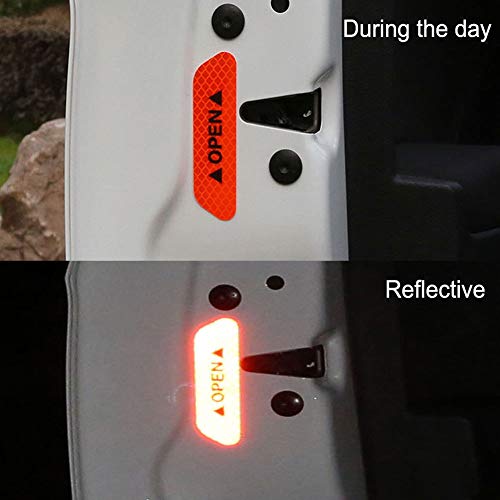 xxiaoTHAWxe 4Pcs Universal Car Door Open Reflective Sticker Tape Safety Warning Mark Decal - White - Thumbnail 3