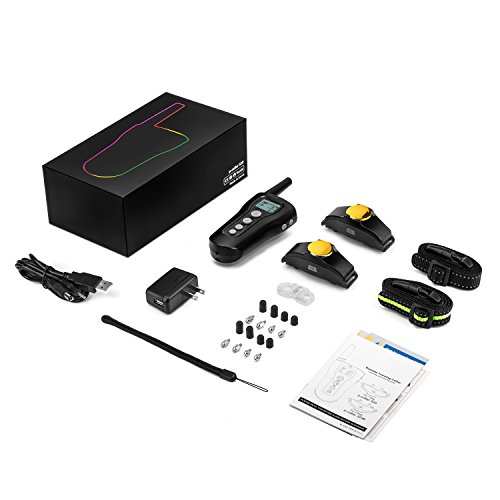 Bousnic Dog Training Collar 2 dogs 2018 Upgraded 1000ft Remote Rechargeable Waterproof Electric