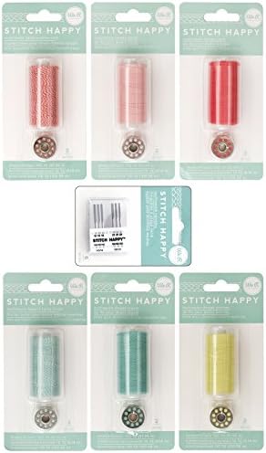 We R Memory Keepers Stitch Happy Needles and Threads - Red, Pink, Aqua, Citrine, Red Baker's Twine and Mint Baker's Twine