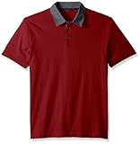 Perry Ellis Men's Pima Chambray Polo Shirt, Biking Red, Large