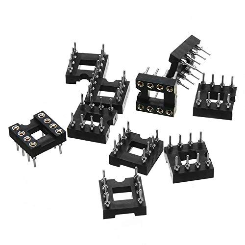 AFCN Mayitr 10pcs Gold Plated Round Hole Socket 8 Pins 2.54M DIP IC Sockets Adaptor Solder Type IC Connector for Op Amps