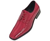 Viotti Mens Red Dress Oxford with Striped Satin and Patent Trim : Style 179 Red-005