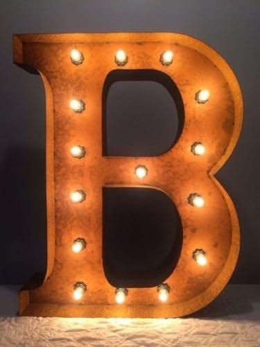 New Rustic Metal Letter B Light Marquee: Sign Wall Decoration 24" Vintage