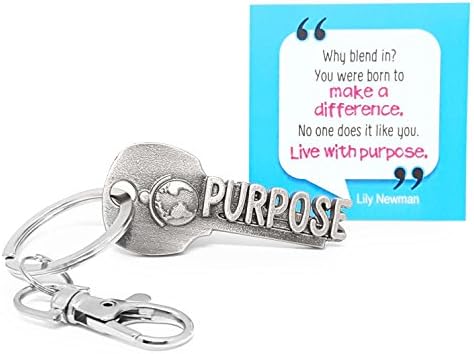 key2Bme Purpose Key - World Globe Keychain & Inspirational Quote - The Cool Fun Unique Small Volunteer Appreciation Thank You Gift Under $10 for Giving Teen Friend Women Teacher Peace Corps