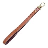 Nanafast Genuine Leather Gold Buckle Wrist Strap Replacement Hands-free Wristlet for Wallets/Keychain/Clutch (Brown with square buckle)