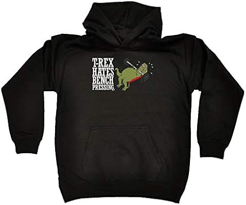 Kids Funny Hoodie Trex Hates Bench Pressing Dinosaur T Rex