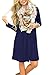 AUSELILY Women's Long Sleeve Pleated Loose Swing Casual Dress with Pockets Knee Length (S, Navy Blue)