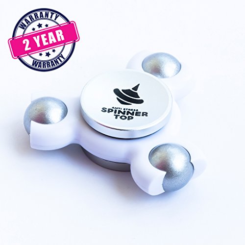 Anti-Stress Spinner Top | Relieves from stress and bad habits! Relax, Focus, Relieve - with innovative, upgraded 2017 fidget spinner. White Color