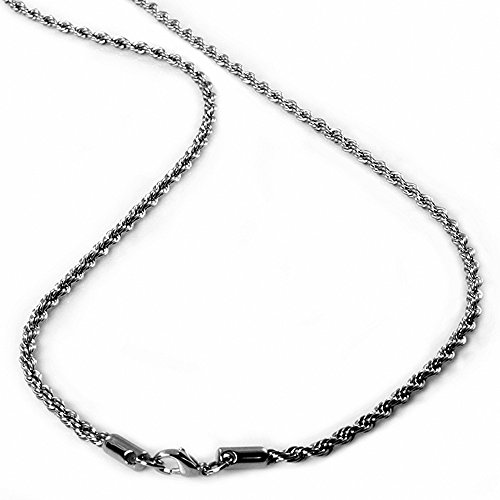 Stainless Steel Men's Rope Chain Necklace 4MM 24"