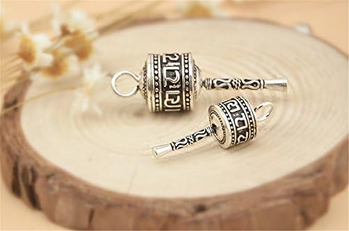 Thai Sterling Silver Tibetan Prayer Wheel Pendants with Mantra Carved 3 sizes to choose (P107T) (1pc big size)