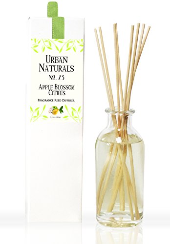 Apple Blossom & Citrus Oil Reed Diffuser Gift Set by Urban Naturals | Aromatherapy Reed Sticks | Notes: Italian Lemon, Juicy Pear, Water Lily | #1 Gift for Seniors! No Flame Candles Made in the USA