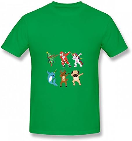 LNZUYD Dabbing-Dancing-Christmas-Gift-Cute Tshirt Logo Printed T-Shirts Cotton Tops Popular Fashion Tee Kelly Green 3XL