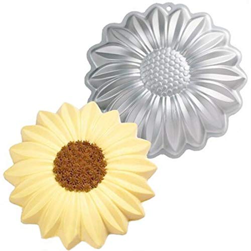 WJSYSHOP 10 Inch Sun Flower Shaped Aluminum 3D Cake Mold Baking Mould Tin Cake Pan - Sun Flower