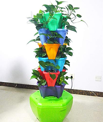 BowryHydroponics - Hydroponic Growing System Tower with 18 Cup Baskets Strawberry Herbs and Leafy Produce