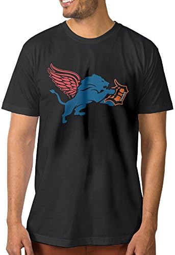ElishaJ Men's Detroit Sports Football Logo Mixed Cotton Tshirt Black Size 3X