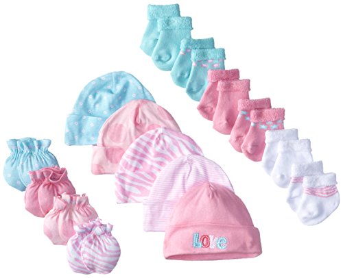 Gerber Baby Newborn Love 15 Piece Socks Caps and Mittens 