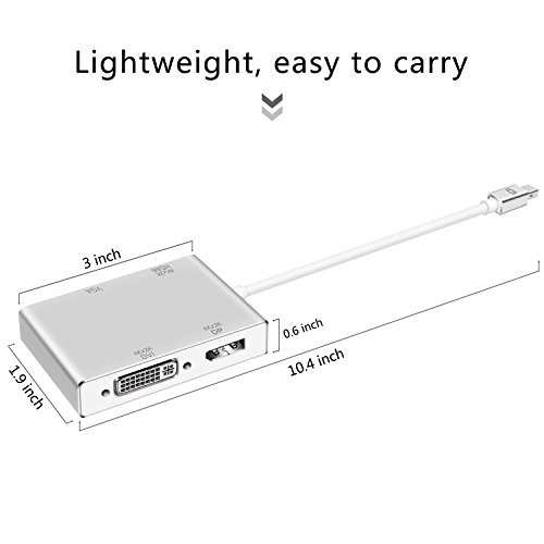 Mini DisplayPort to HDMI/DVI/DP 4K VGA Adapter, ProCIV Mini DP (Thunderbolt) 4-in-1 Adapter Converter for MacBook Air/MacBook/MacBook Pro/Microsoft Surface Pro/Pro 2/3 - Thumbnail 4