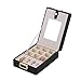 MBLife Laminated Leather Black Double Layer Internal Mirror Travel Jewelry Box