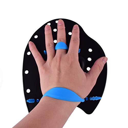 DRM Swimming Training Hand Paddles - Swim Paddles Power Paddles Swimming Training Aid with Adjustable Strap for Men Women (M)