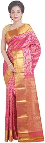 StyleLoft Pure Kanjeevaram Silk Pink Handloom Saree