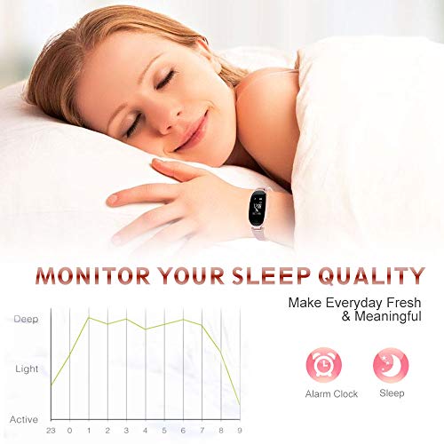 TOP-MAX Fitness Tracker,Women Sport Tracker Smart Heart Rate Monitor Watch Band Bracelet,Women Swimming Waterproof Wristband Watch with Health Sleep Activity Tracker Pedometer for Smart Phone