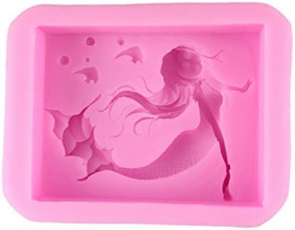 Kakasogo 2017 Newest 3D Stereo Mermaid Pink Silicone Soap Cake Chocolate Mold Trays DIY Handmade Cupcake Baking Craft Art Pans Ice Cube Mould Bath Bombs Tool Set