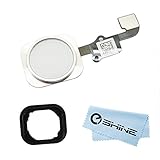 EShine® Home Button Flex Ribbon Cable Assembly for iPhone 6 4.7 and iPhone 6 Plus 5.5 + Rubber Gasket + EShine Cloth (White)